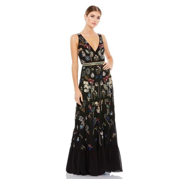 Mac Duggal Floral Beaded Tulle Gown 93548 SIZE US 6 $998 - Picture 1 of 10